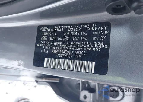 2014 Hyundai Accent Gs from USA, damaged, VIN KMHCT5AE0EU159365